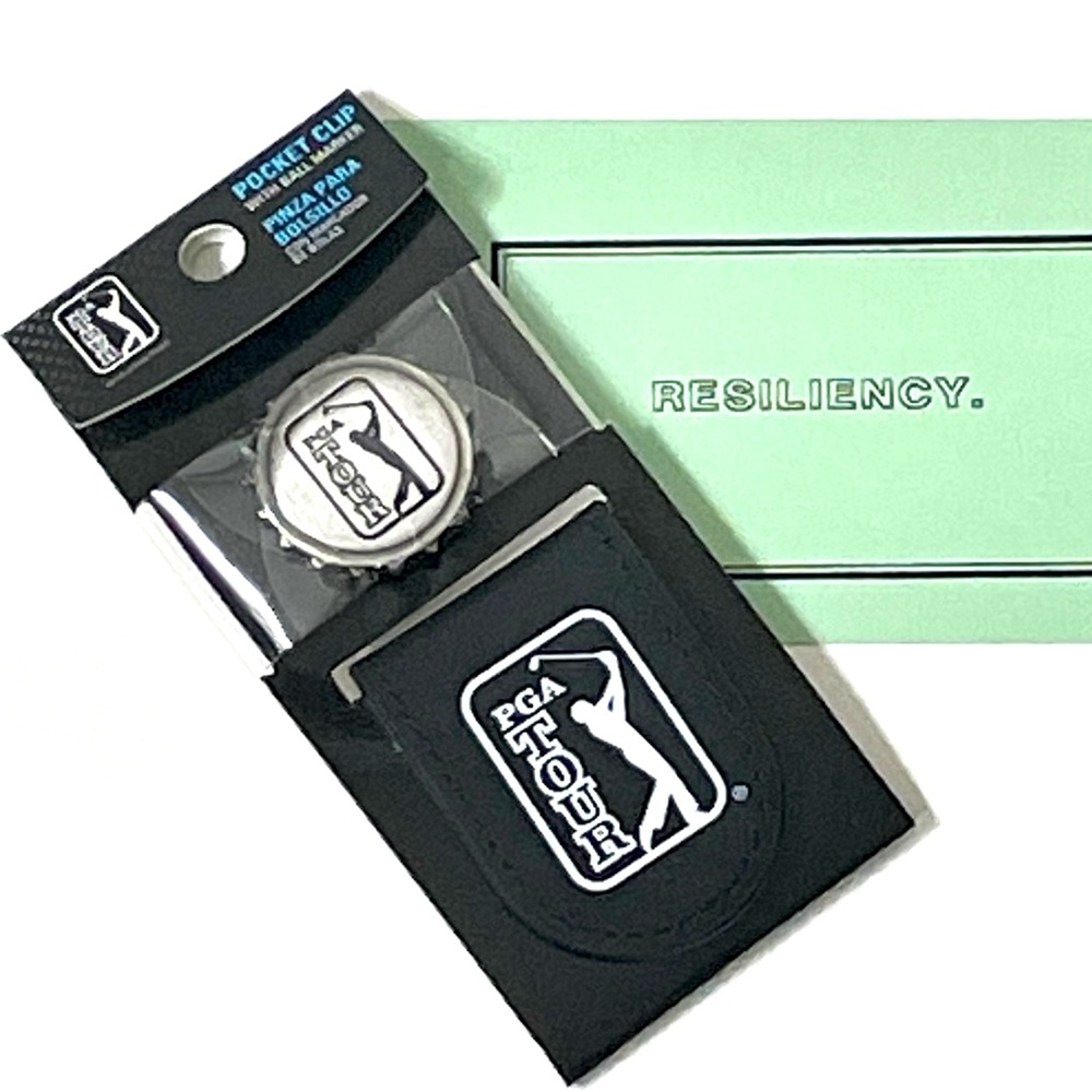 PGA Tour Golf Metallic Pocket Clip Unisex With Ball Marker Caviar Black New